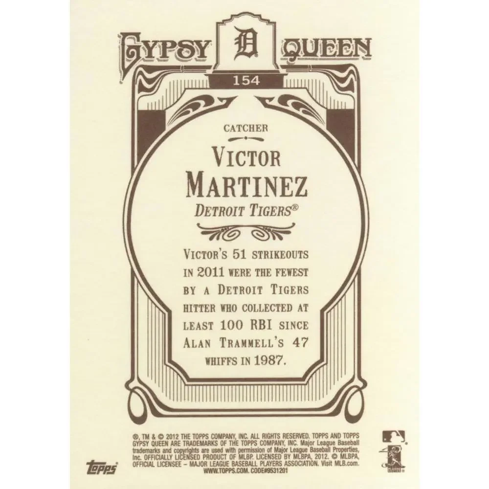 2012 Topps Gypsy Queen Victor Martinez # 154 Detroit Tigers